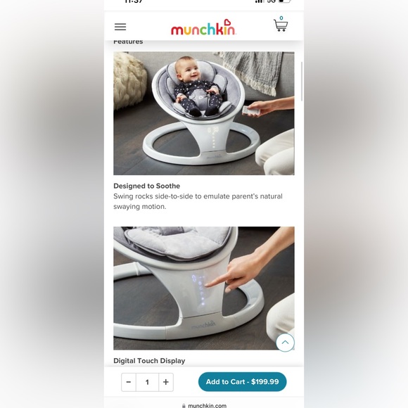 New in box munchkin baby swing bluetooth unisex - Picture 3 of 7